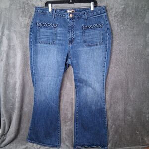 Kut From The Kloth Ana Hi Rise Flare Women's Sz 18W Inseam 32 Braded Pockets